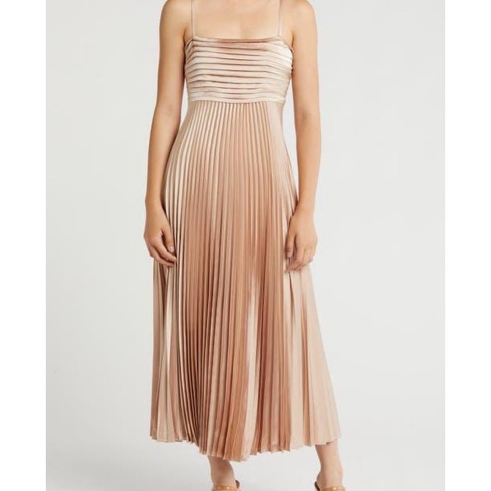 Lush Elegant Pleated champagne Dress